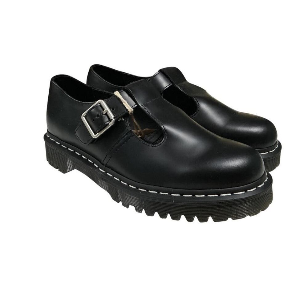 Dr. Martens Mary Jane Shoes Women 11 Men 10 Black Polley Bex Leather Buckle NEW